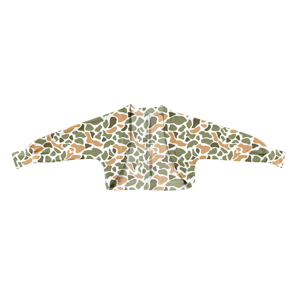 12.15 GT1575 Pre order No Moq Yoga fabric Baby Girls Southern Orange Camo Cardigan Shirts Top