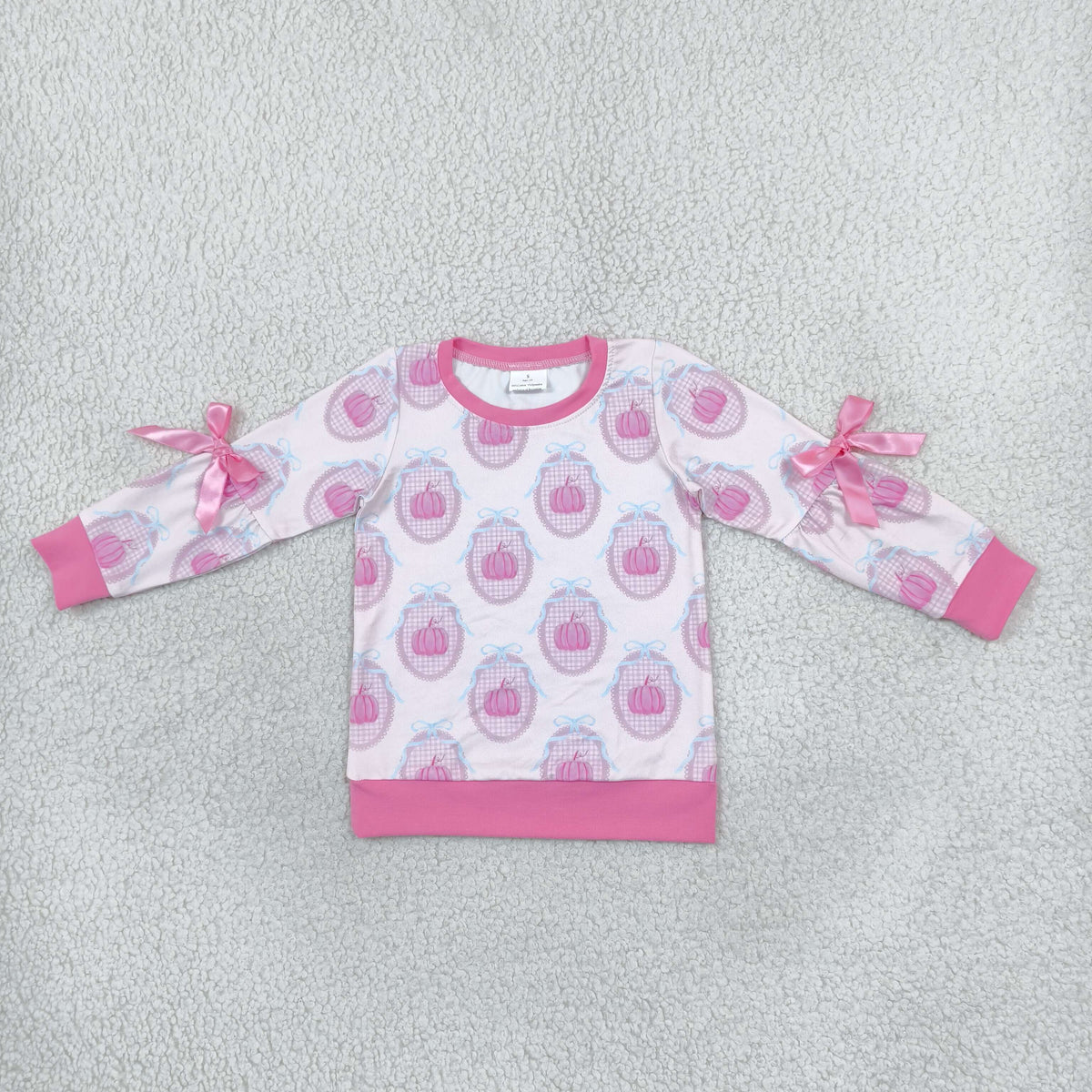 RTS NO MOQ Sibling Baby Girls Long Sleeve Flowers Pumpkins Bows Fall T-shirts Top
