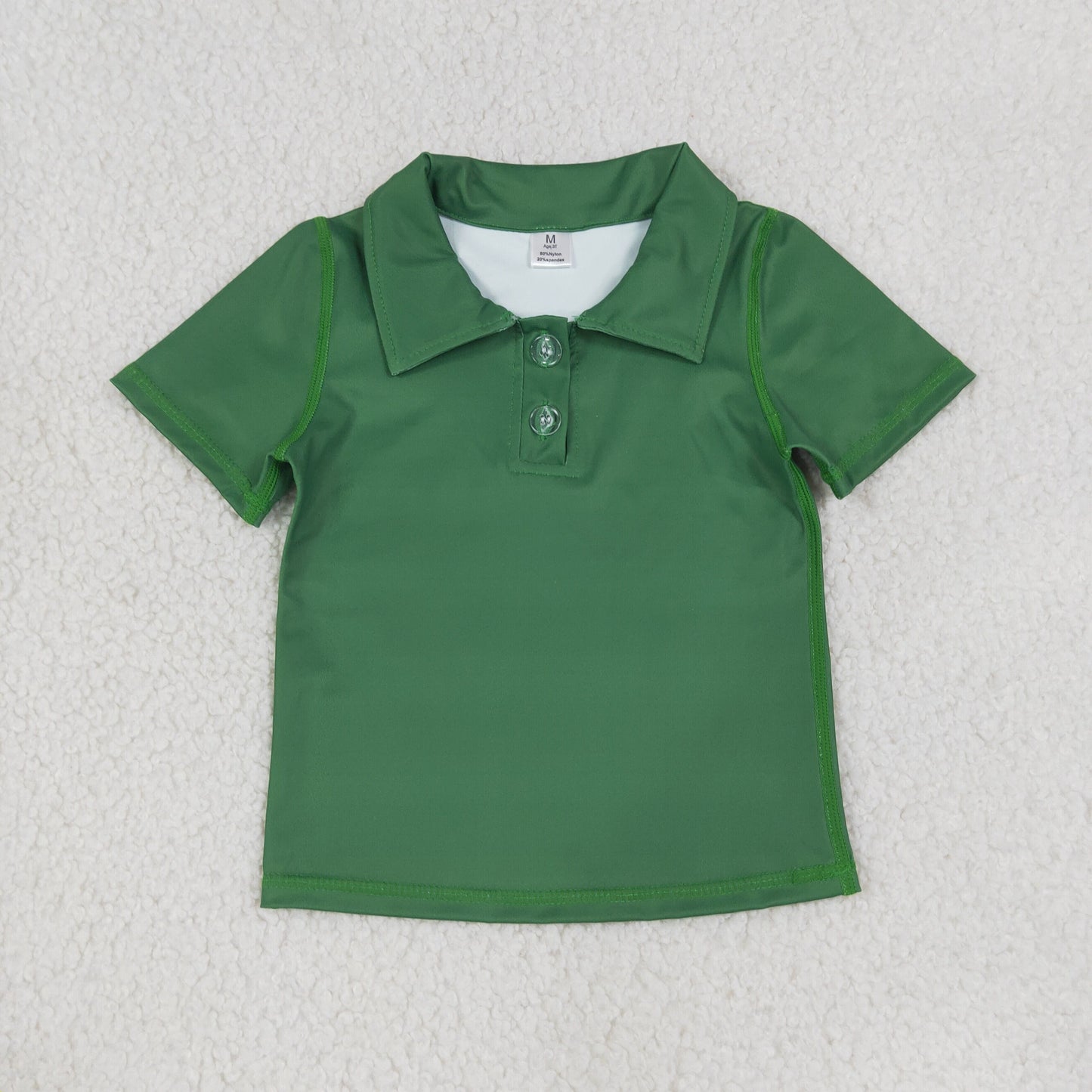 RTS NO MOQ (In stock)yoga fabric cotton GT1727 Yoga Baby Girls Green Short Sleeve Button Polo Yoga T Shirt Top