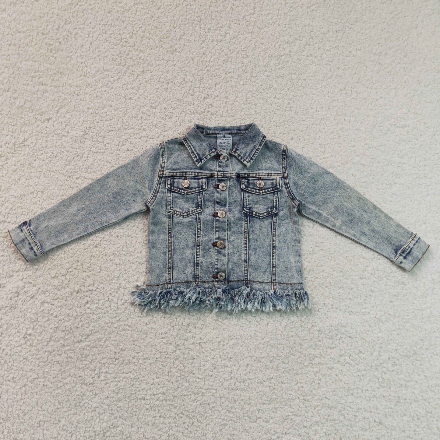 RTS Sibling Baby Girls Cute Long Sleeve Button Denim Jacket Front Pockets