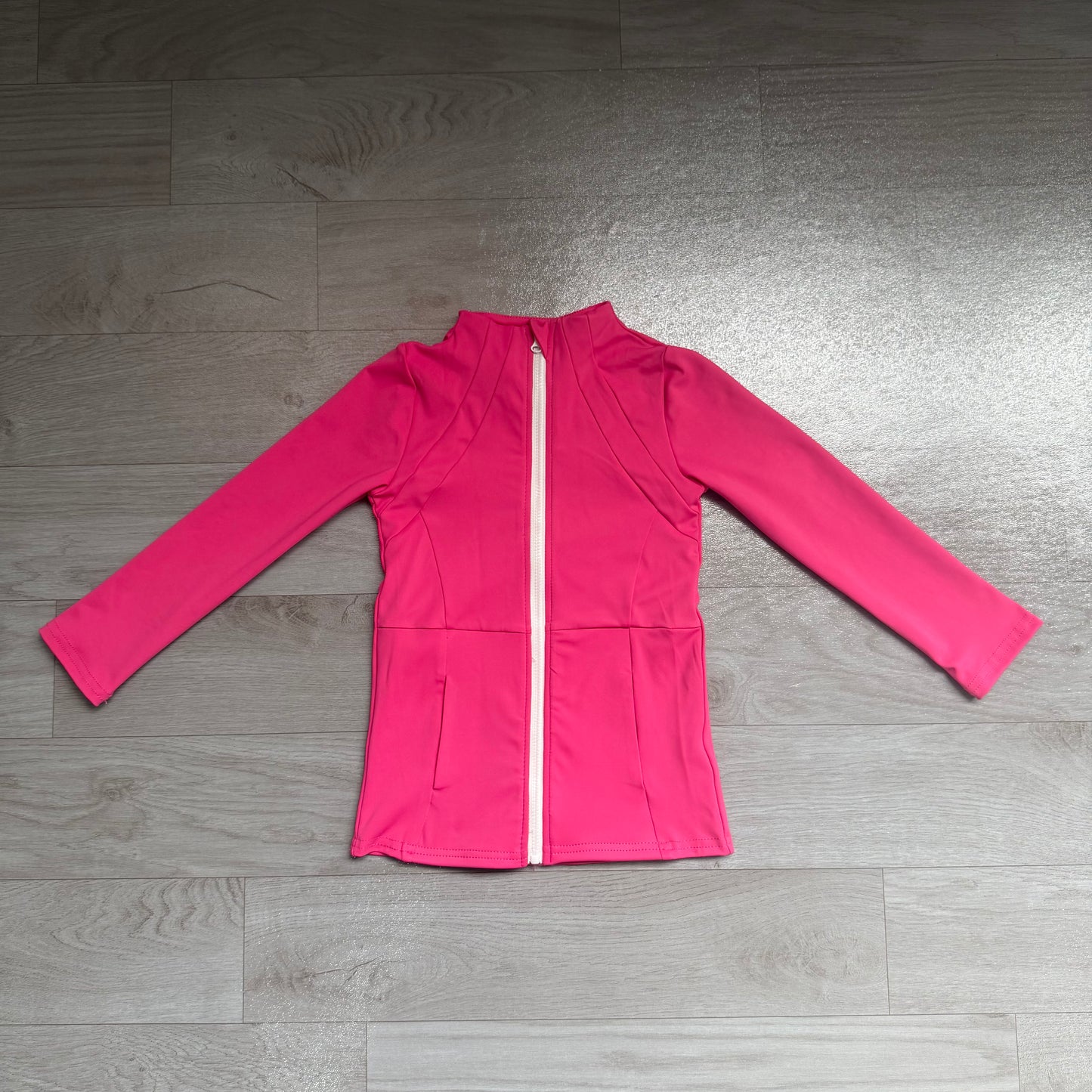 GT1802 Sample No Moq Yoga Long sleeves hot pink pocket zipper kids girls yoga top