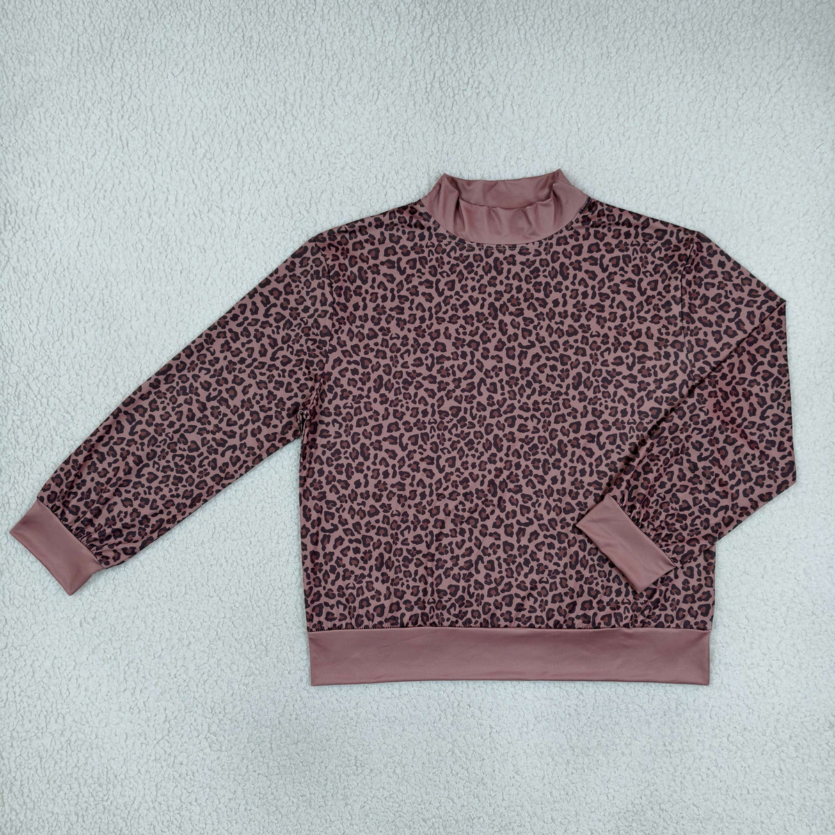 RTS NO MOQ (In stock)milk silk GT1840 Adult Women High Neck Leopard Long Sleeve Choker T-shirts Top