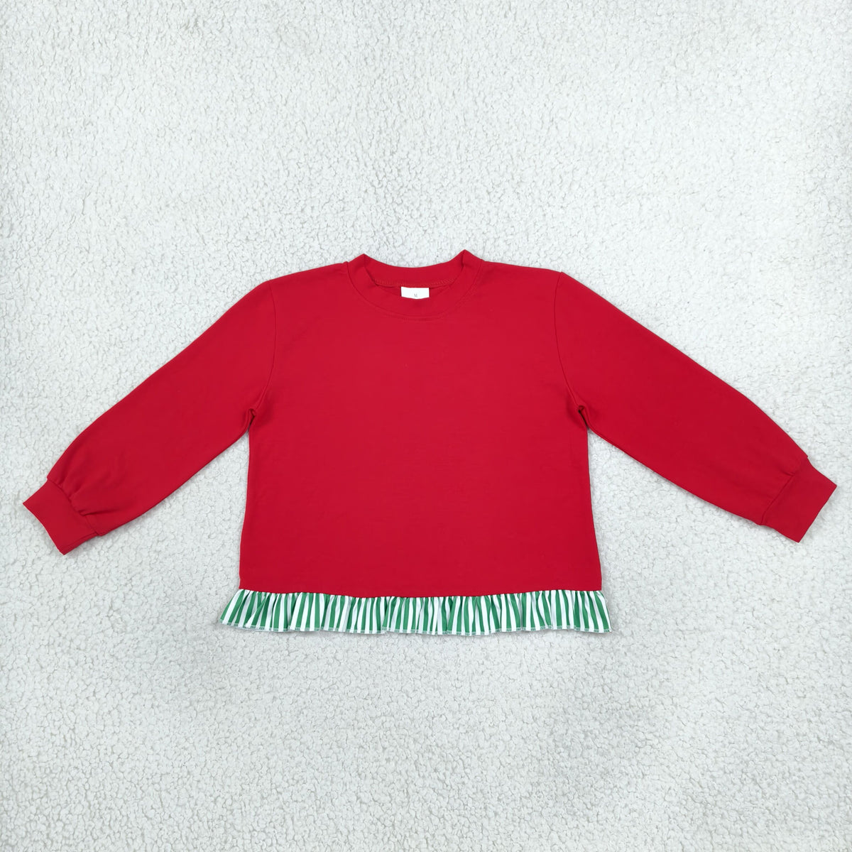 RTS NO MOQ (In stock)GT1935 Baby Girls Red Long Sleeve Ruffle T Shirts Top Casual Daily Wear Blouse