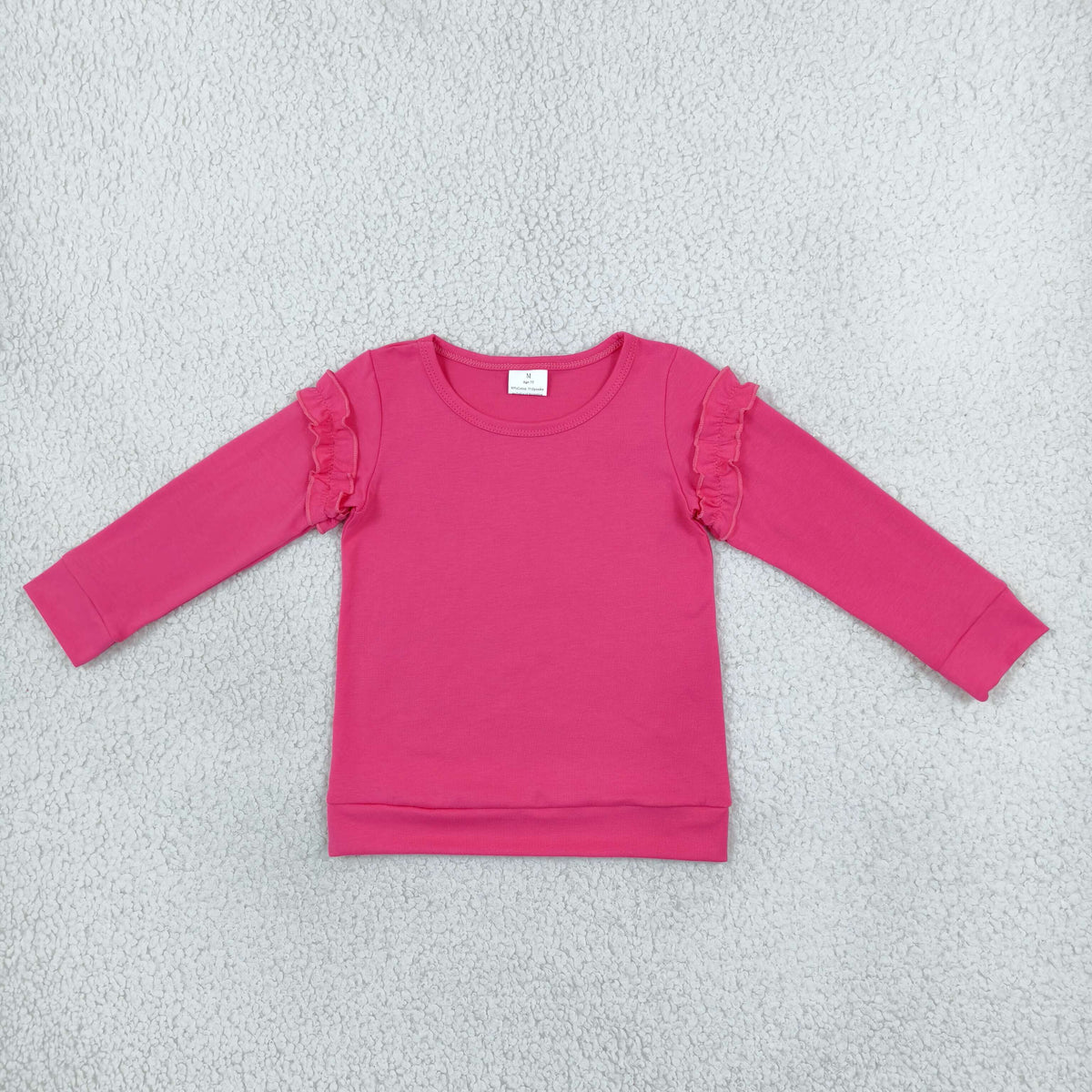 RTS NO MOQ (In stock)cotton GT1951 Baby Girls Hot Pink Long Sleeve Casual Cotton T-shirts Top