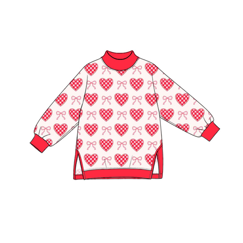 GT2009 (Preorder new) No moq Baby Girls Heart Bow Print Red Long Sleeve Tunic Yoga Top