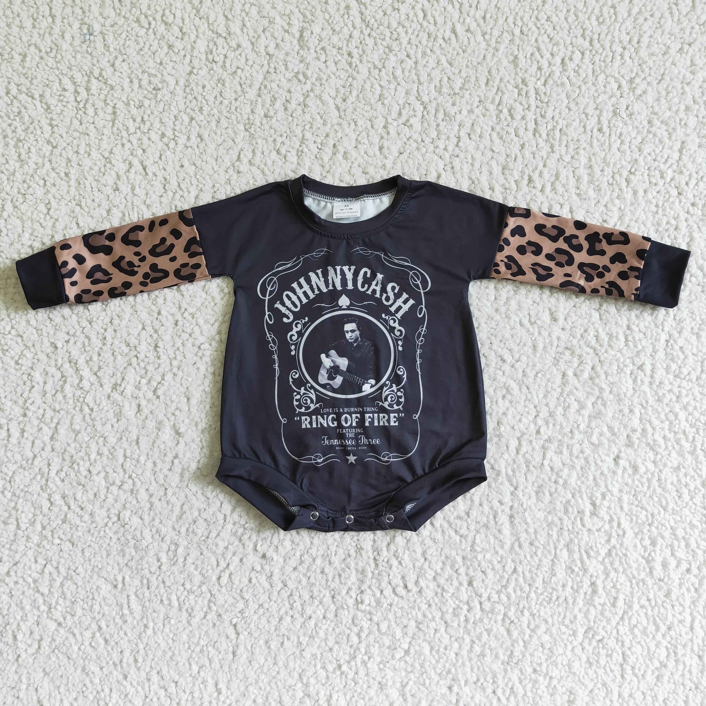 LR0014 Baby girls western leopard long sleeve rompers