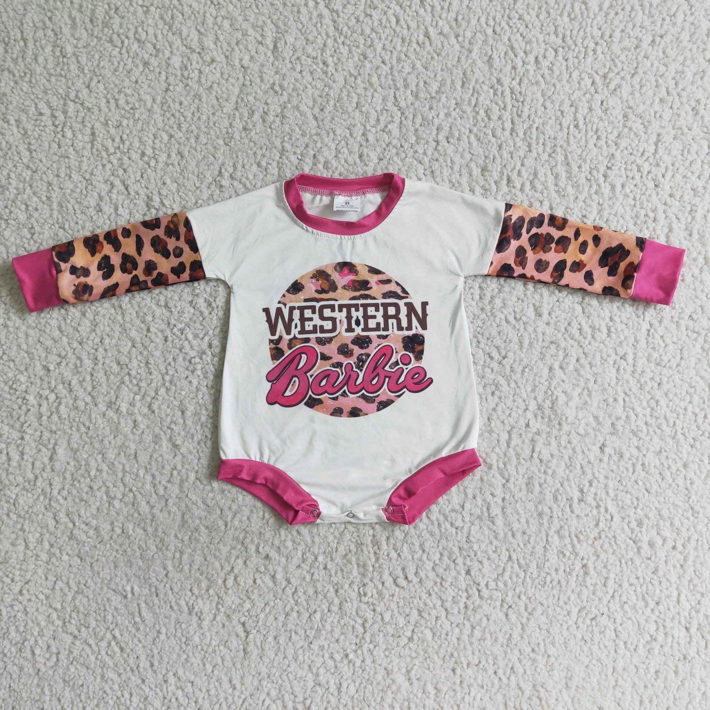 12.13 LR0033 RTS No Moq Promotion Baby girls western leopard long sleeve rompers