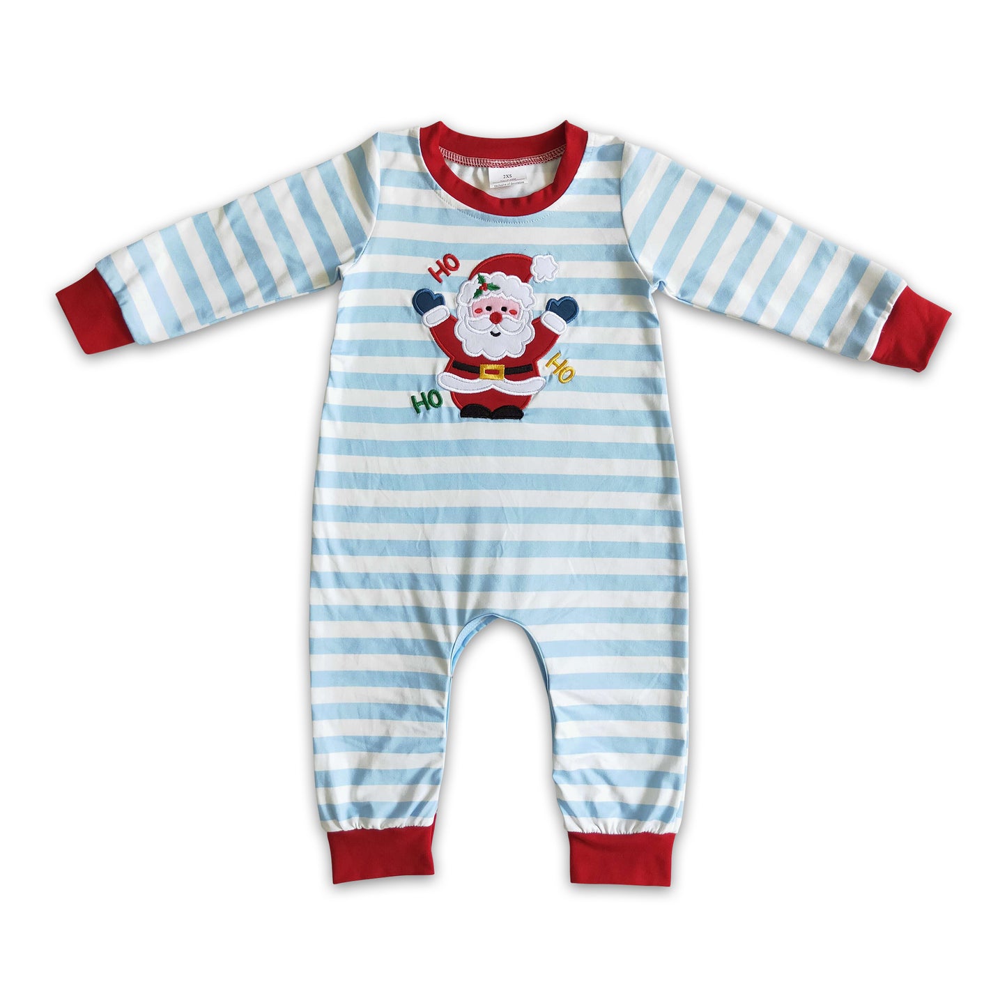 11.15 LR0121 RTS No Moq Promotion Baby boys Christmas santa blue stripes rompers