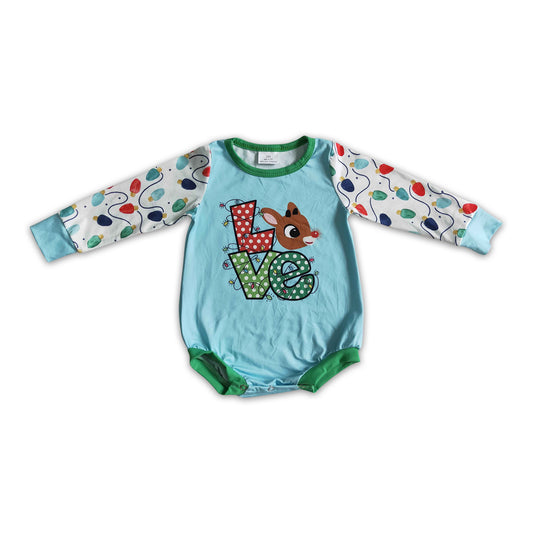 10.18 LR0156 RTS No Moq Promotion Baby girls Christmas love deer long sleeve rompers
