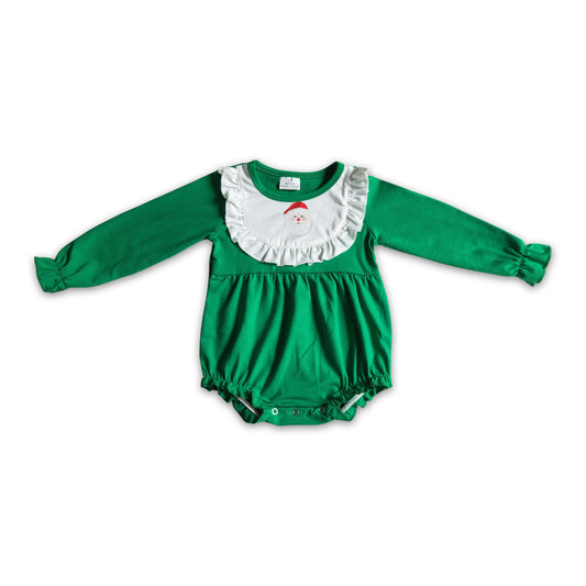 10.18 LR0173 RTS No Moq Promotion Baby girls green santa Christmas rompers