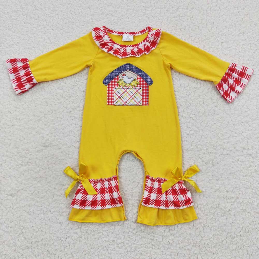 10.4 RTS Sibling Embroidery Baby Girls Fall Farm House Boys Rompers Outfits Sets
