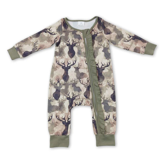 USA Warehouse (IN STOCK) Baby Kids long sleeves ruffleTwo Way Zip Convertible Rompers