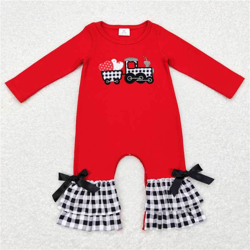 Girls Red Plaid Truck Heart Tunic Pants Outfit Valentine's Day Clothing Set