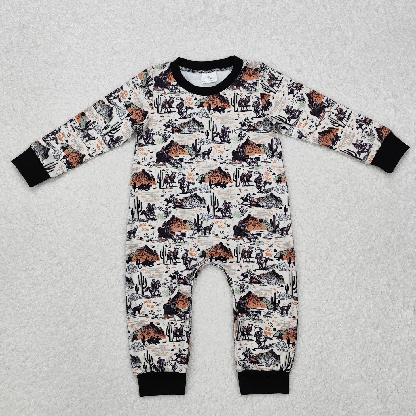 LR1064Long sleeves cactus western baby boy romper