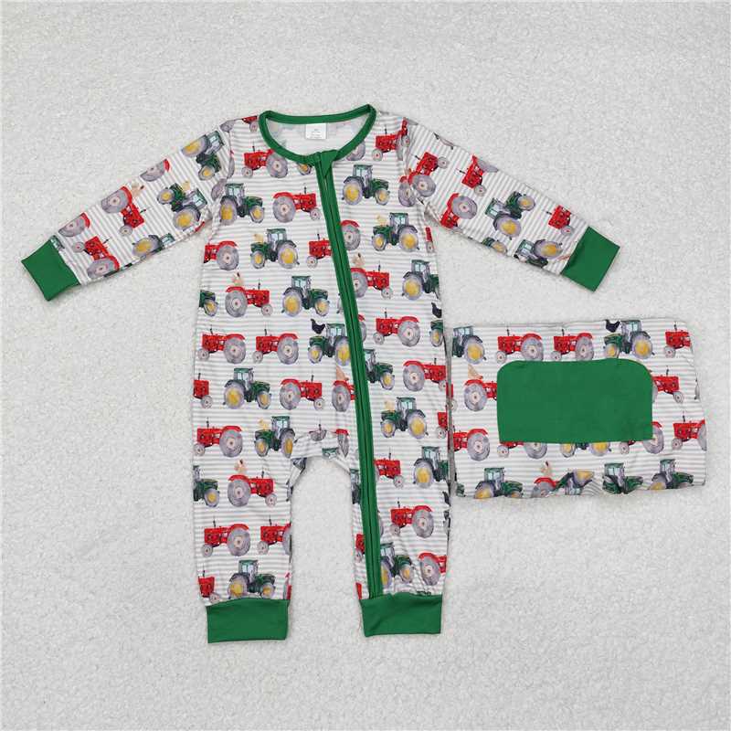 4.08 RTS NO MOQ Long sleeves tractor top pants kids boys pajamas rompers