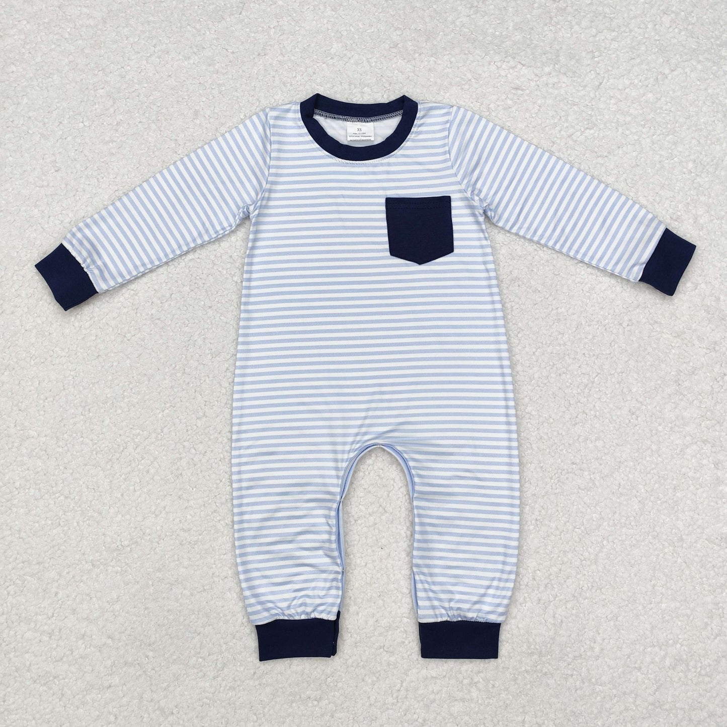Baby Infant Boys Blue Stripes Pocket Rompers LR1805