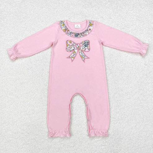 10.23 RTS Sibling Baby Infant Girls Flowers Bow Long Sleeve Rompers