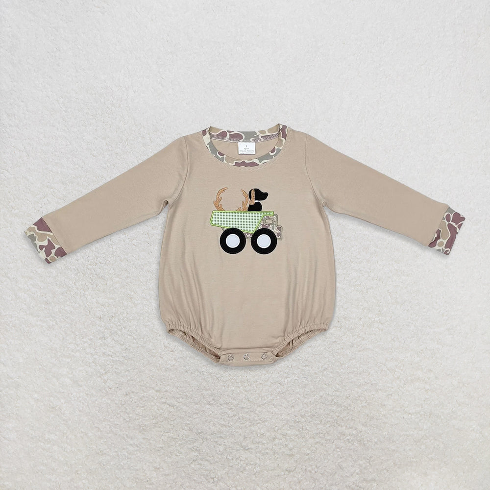 USA Warehouse (IN STOCK)  Baby Boy Camo Hunting Romper Dog Deer Truck Top Matching Pants Set Boys Hunting Clothes