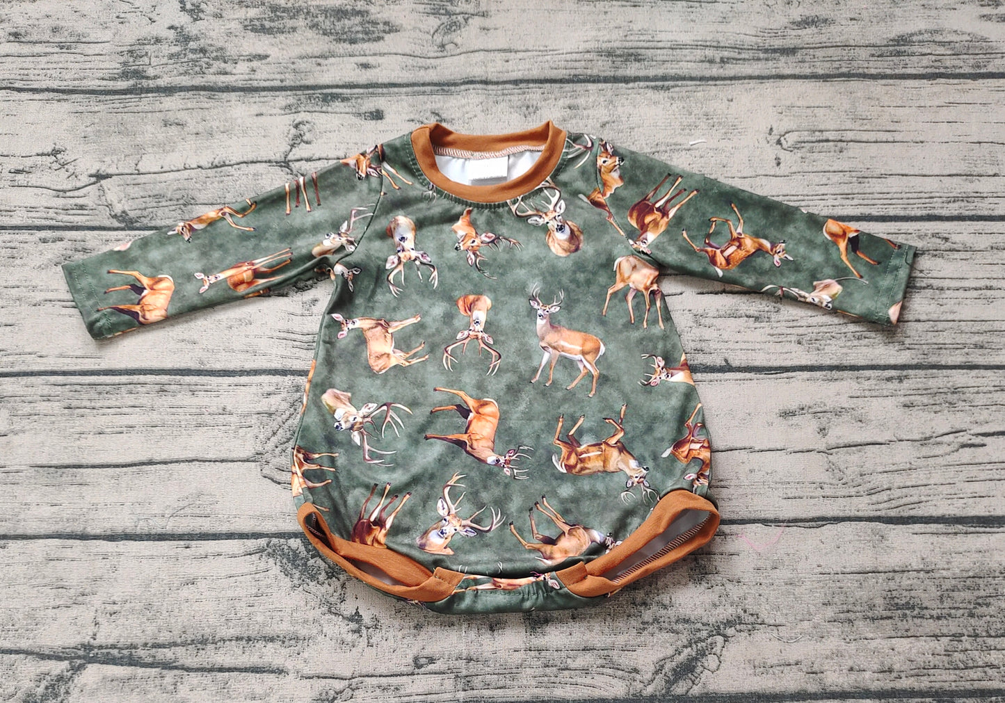 Baby Infant Boys Hunting Deer Long Sleeve Rompers preorder LR1859