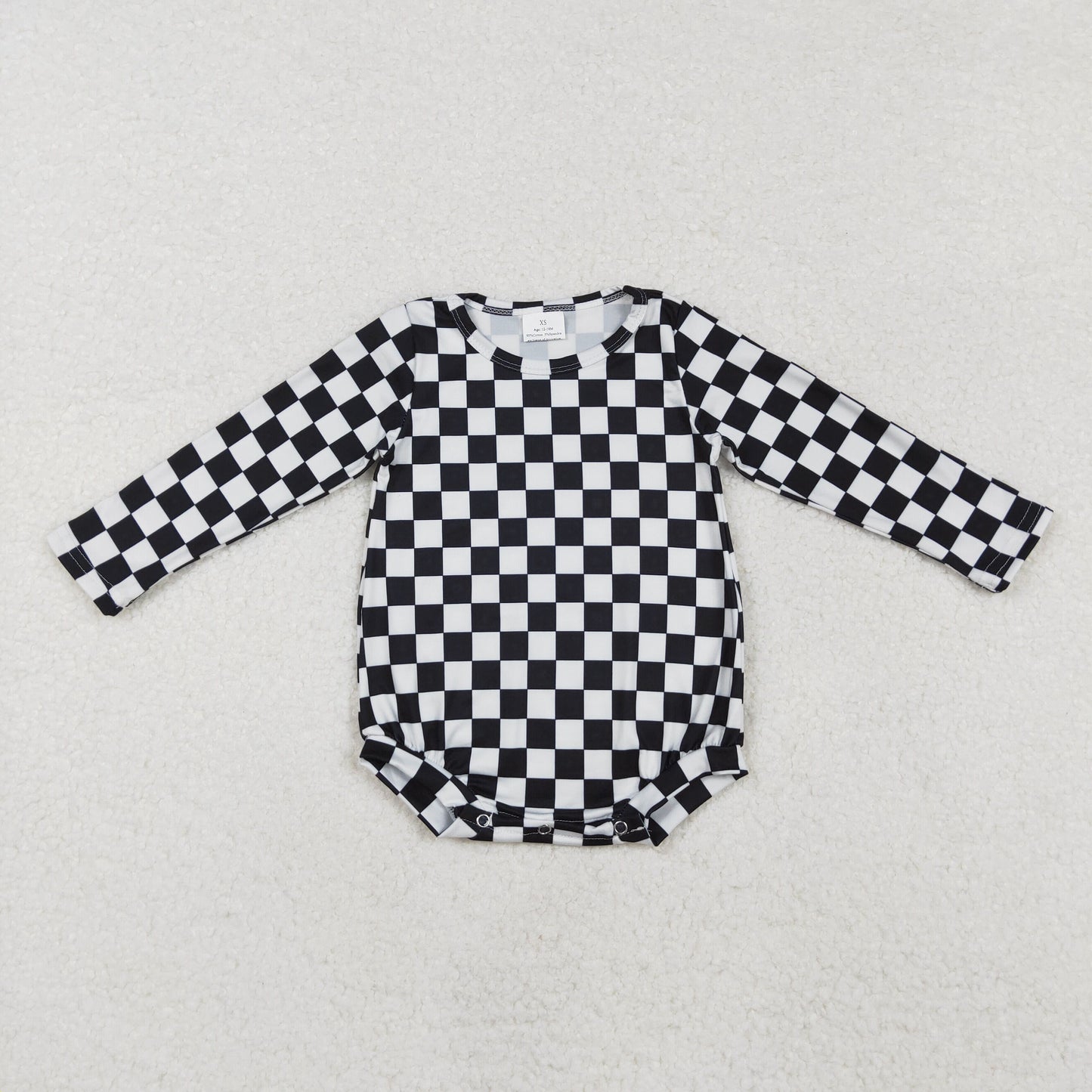 LR2121 Baby Infant Black Checkered Long Sleeve Rompers