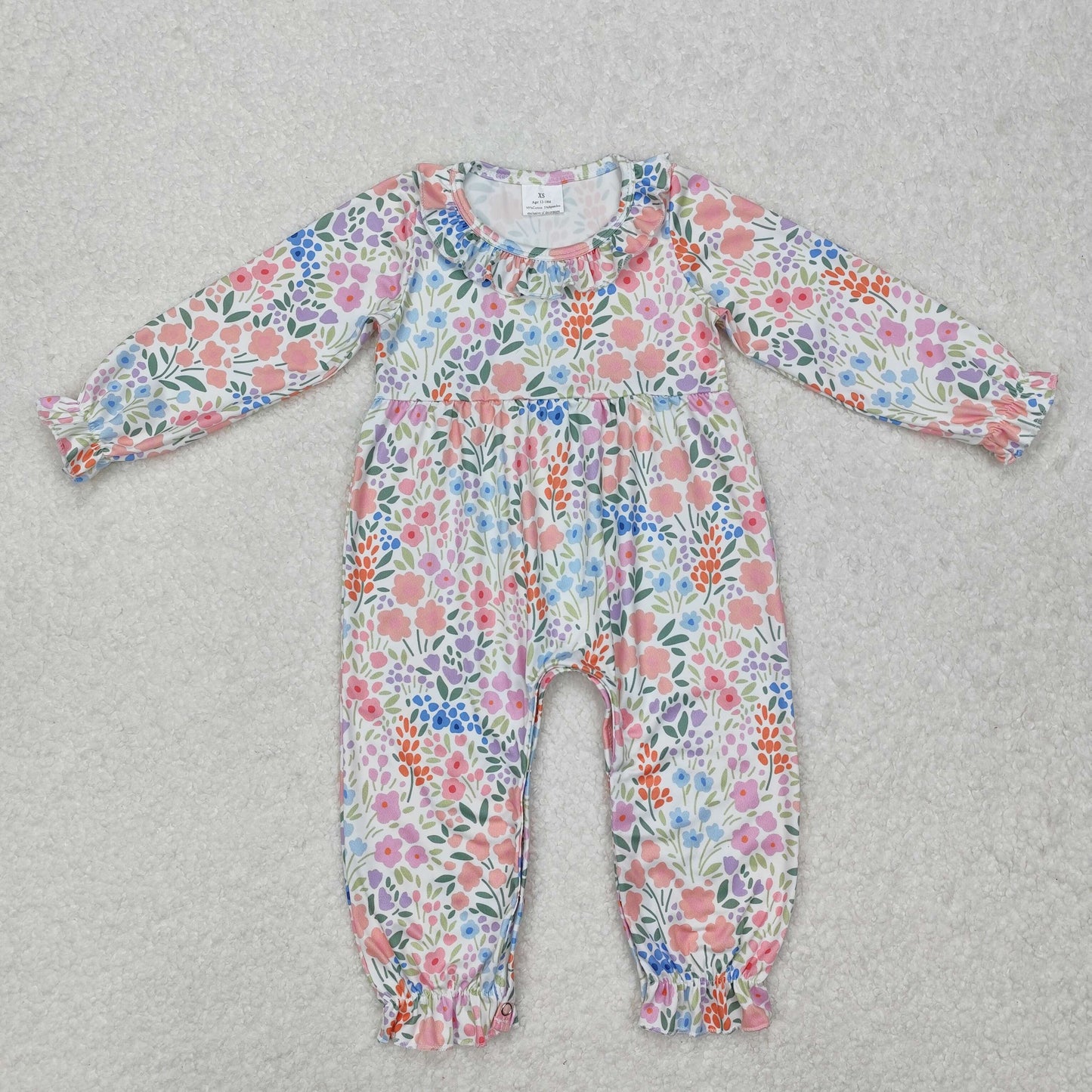 LR2141Ruffle long sleeves floral print baby girls romper
