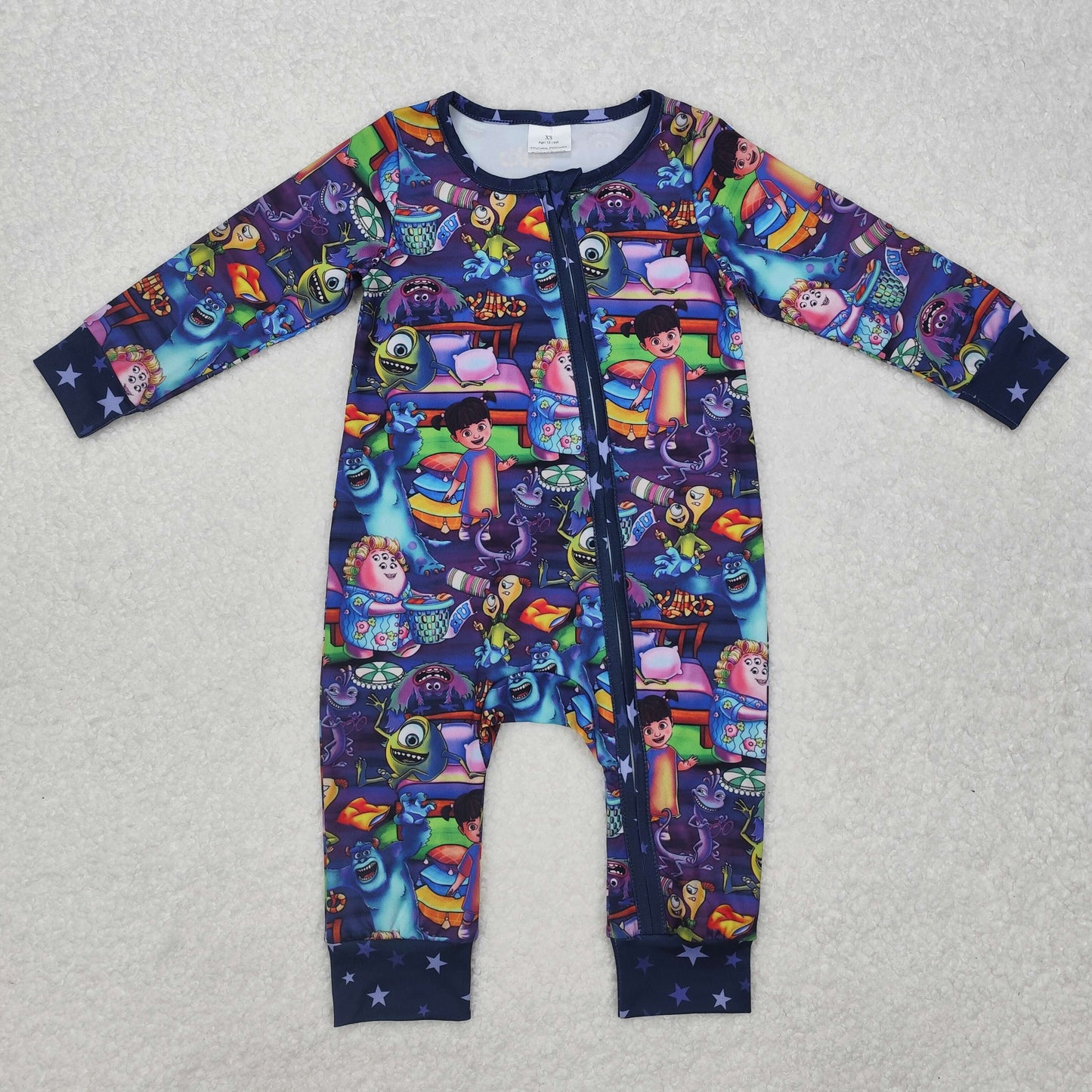LR2164Purple long sleeves monster baby zipper romper