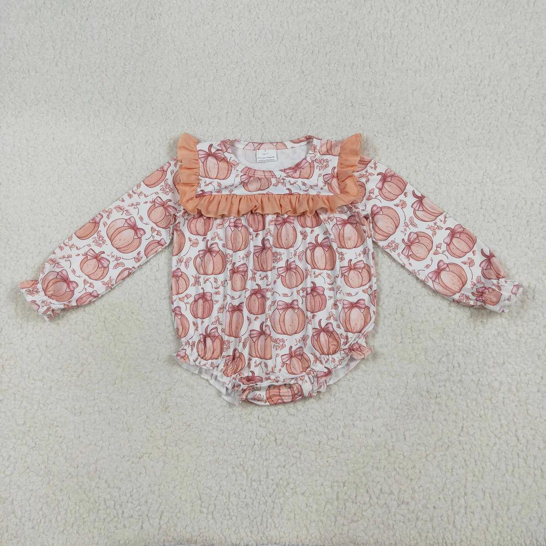 10.1 RTS Sibling Baby Girls Fall Bow Pumpkins Rompers Outfits Clothes Sets
