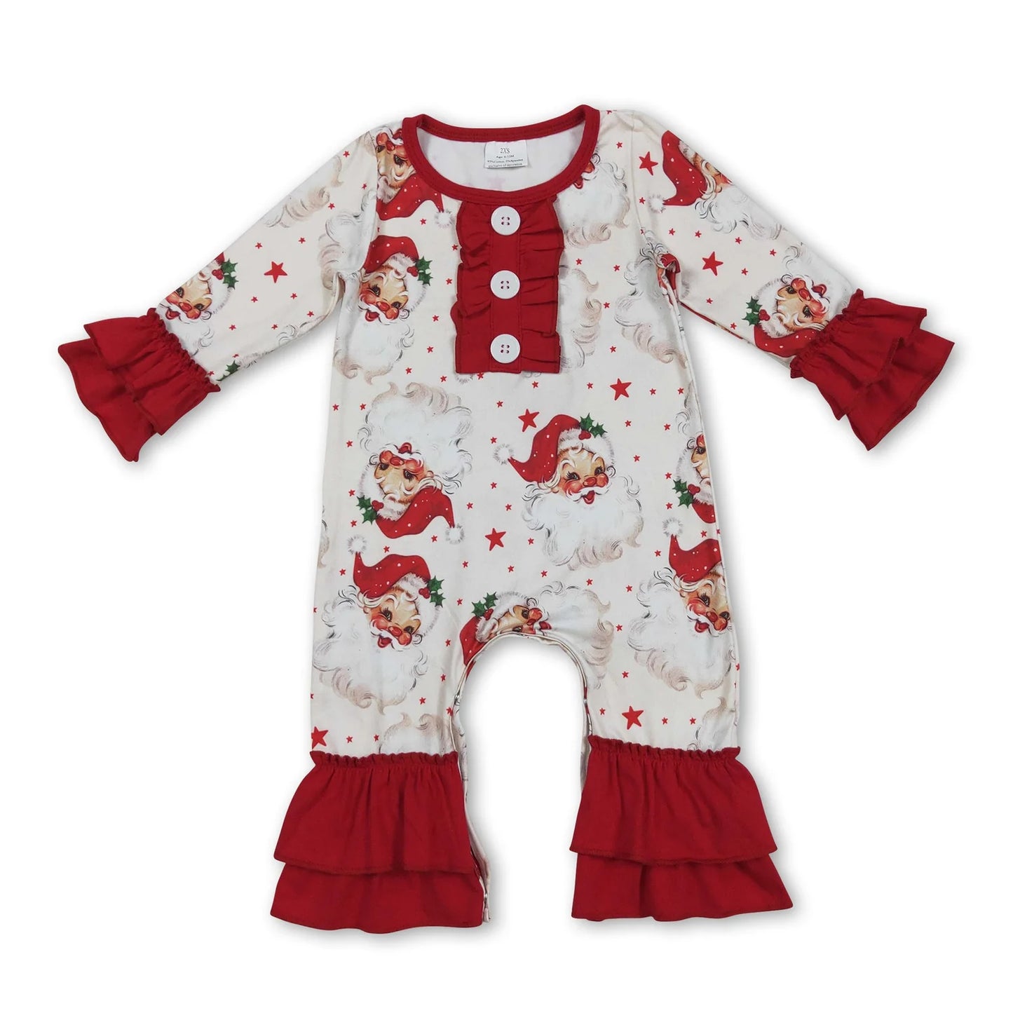 9.30 RTS Sibling Baby Girls Christmas Santa Stars Rompers Outfits Sets