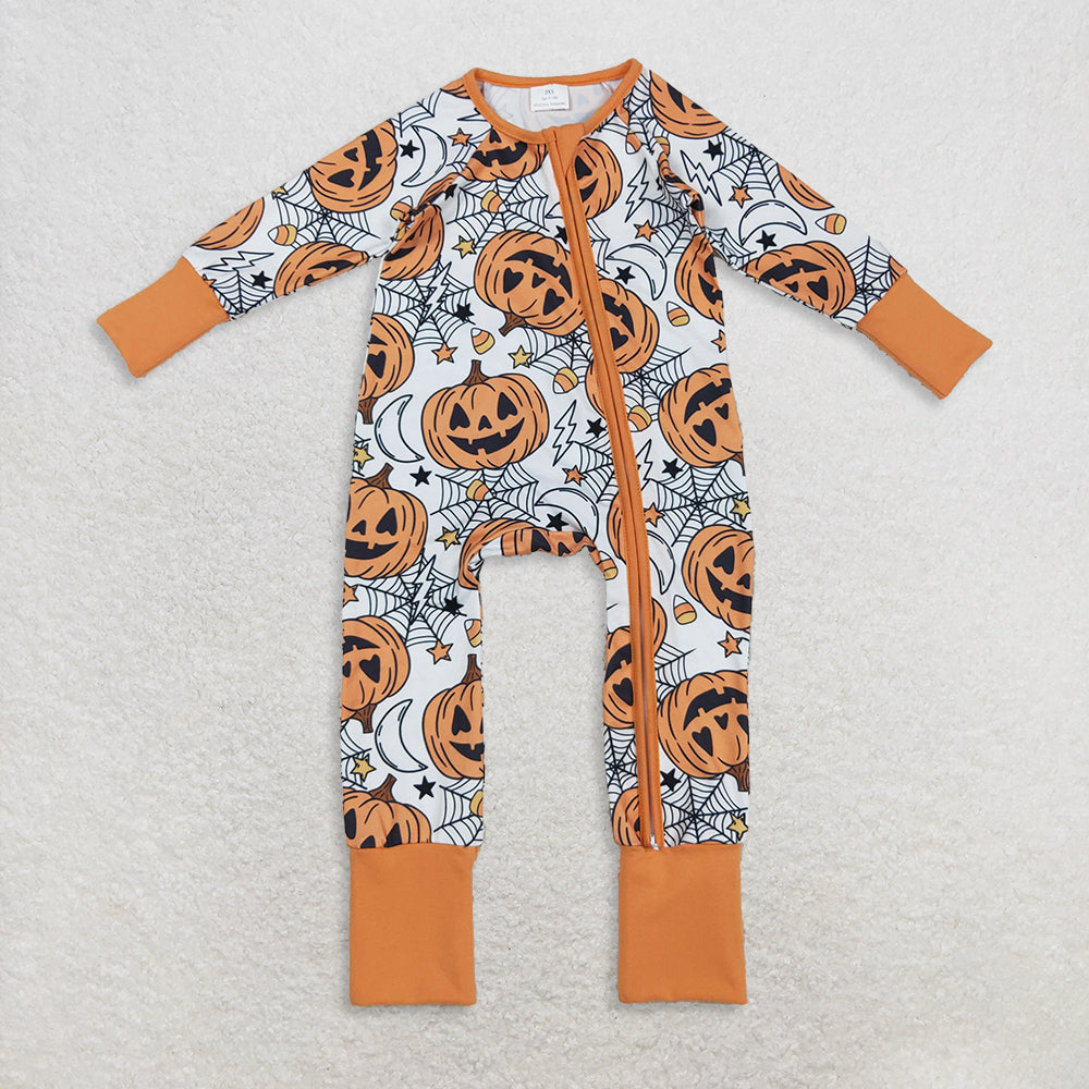 RTS Sibling Baby Girls Halloween Spider Pumpkin Long Sleeve Dress Romper for Girls Cute Costume Outfit