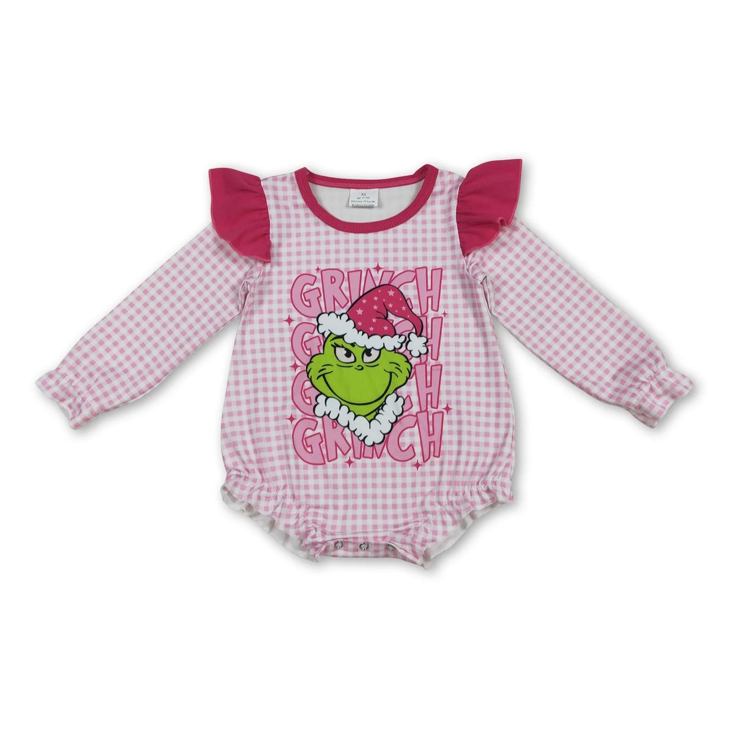 10.10 RTS Sibling Baby Boys Girls Long Sleeve Grin Christmas Checked Rompers