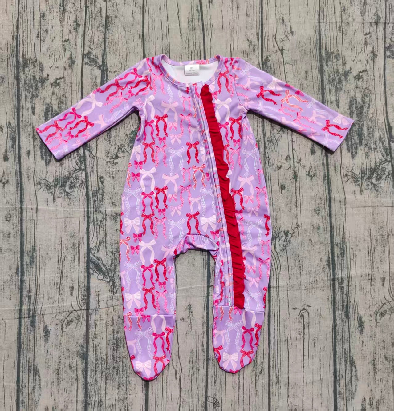 10.11 LR2610 Sample No Moq Baby Girls Bows Plaid Zipper Footed Rompers