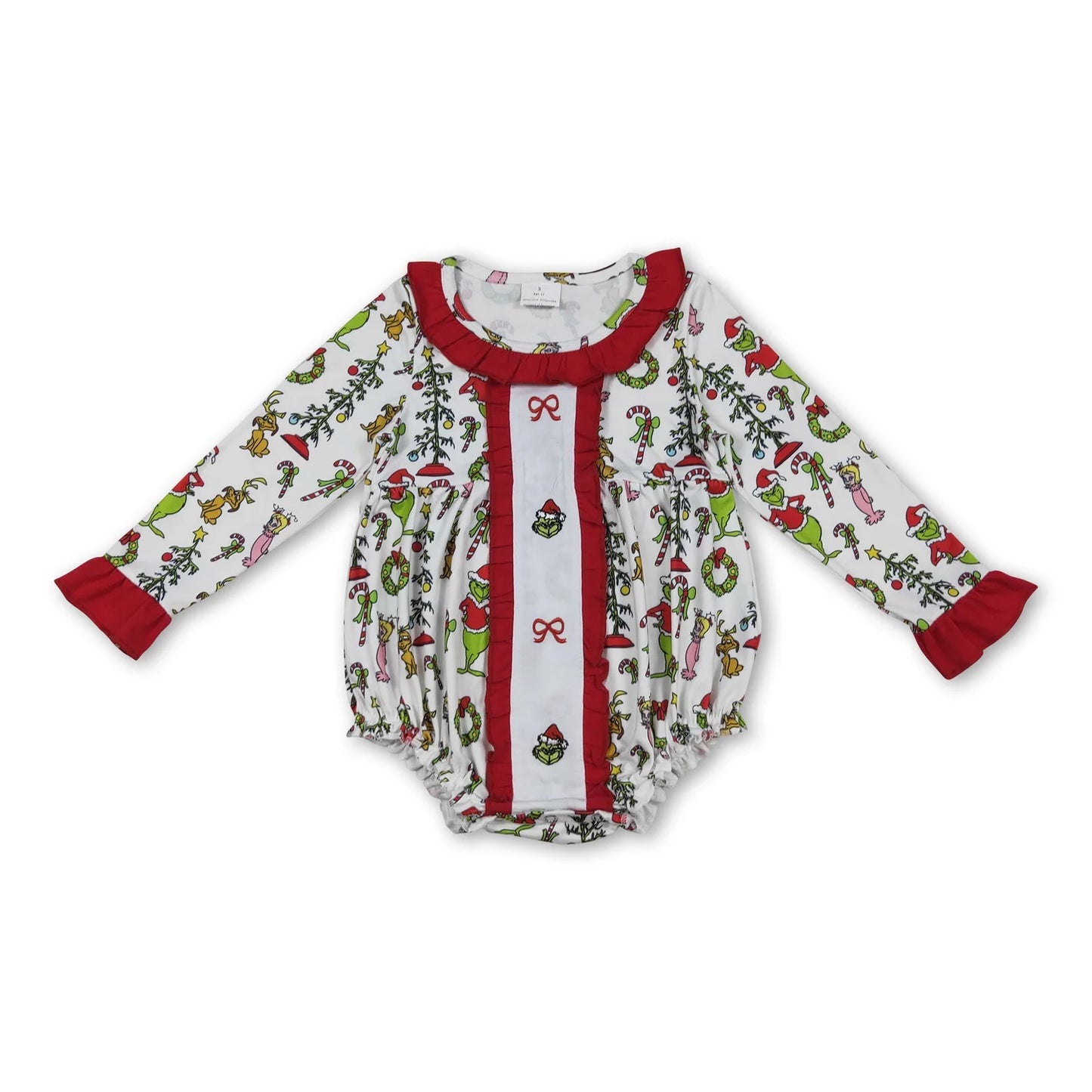 10.16 RTS Sibling Embroidery Grin Bows Baby Girls Tunic Ruffle Pant Christmas Clothes Sets Ruffle Rompers