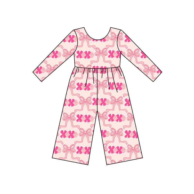 9.20 LR2700 Baby Girls Pink Bows XOXO Checked Valentine Pants Jumpsuits Preorder