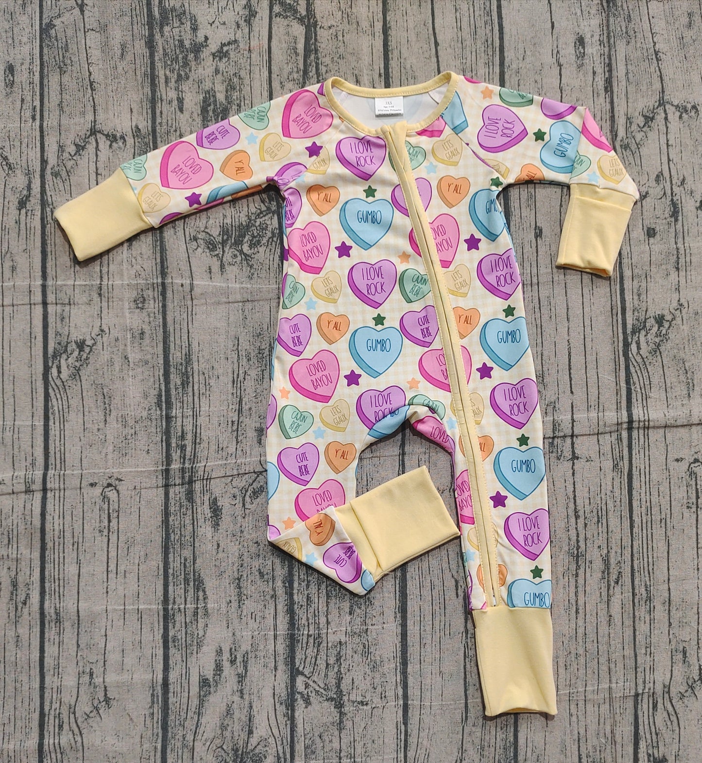 10.20 LR2778 Sample No Moq Baby Girls Colorful Hearts Stars Valentine Zipper Footie Rompers