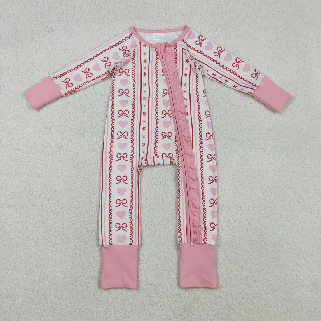 12.11 RTS Sibling Baby Kids Colorful Hearts Bows XOXO Valentines Two Way Zip Convertible Rompers