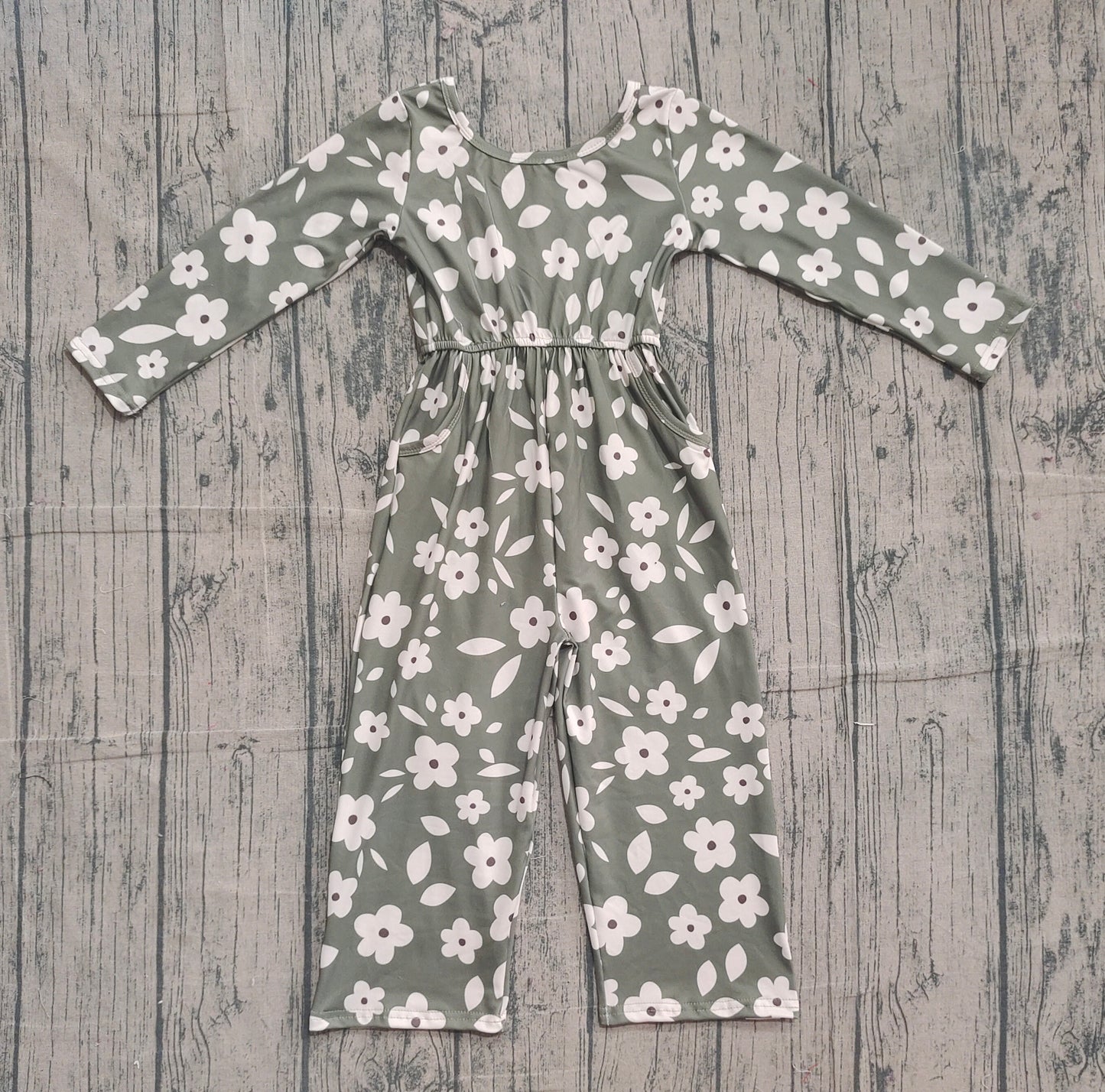 11.11 LR2828 Sample No Moq Baby Girls Small Flowers Plaid Pockets Pants Jumpsuits