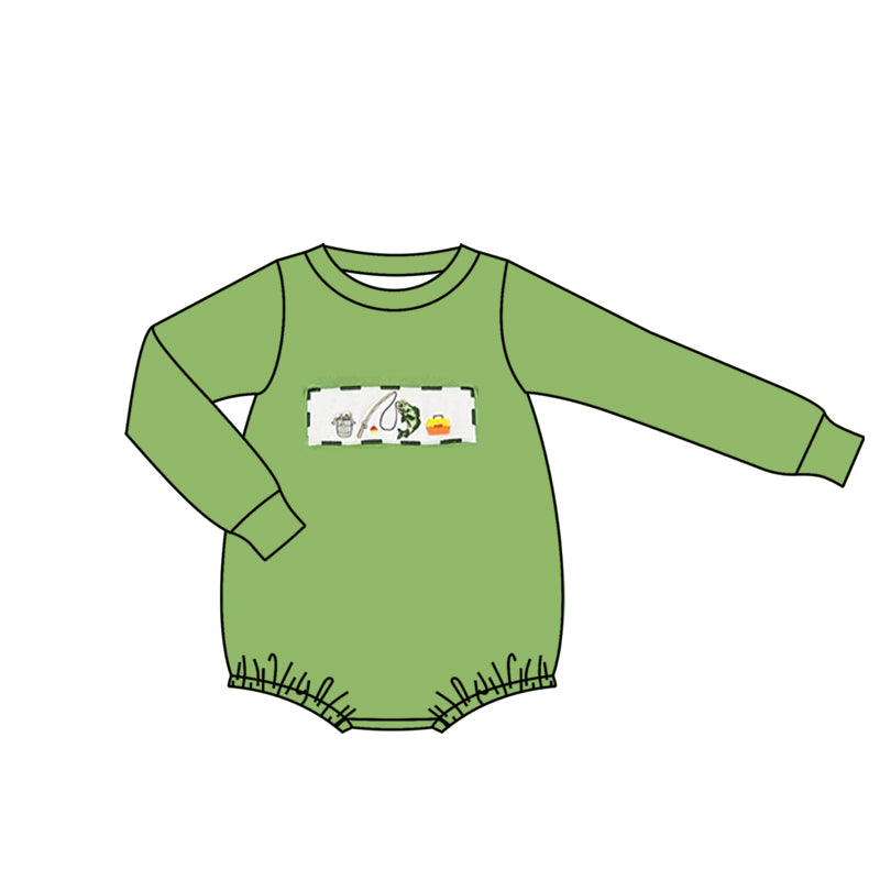 11.7 LR2888 Pre Order No moq Baby Boys Green Long Sleeve Fishing Hunting Rompers