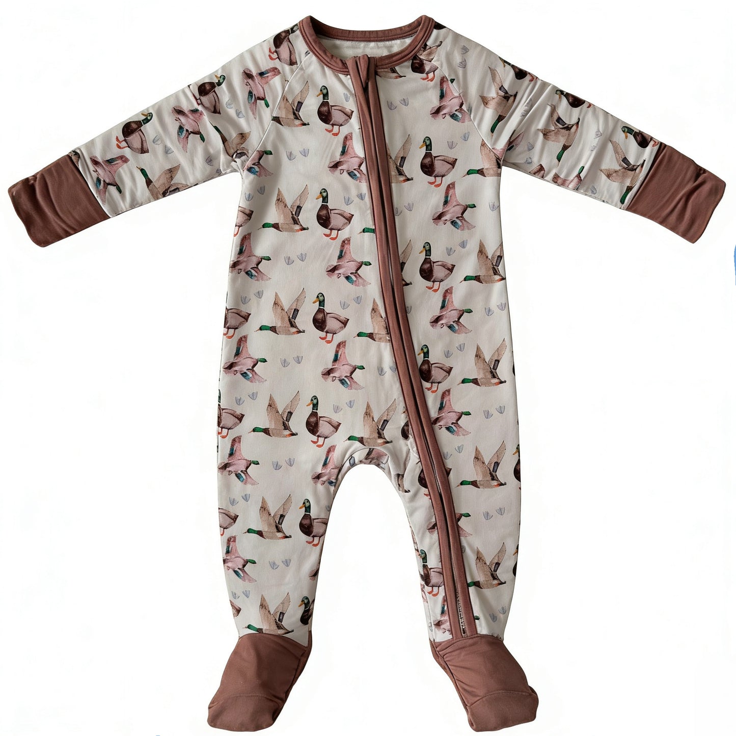 12.9 LR2985 Pre Order No moq Baby Boys Ducks Hunting Two Way Zipper Convertible Footed Rompers