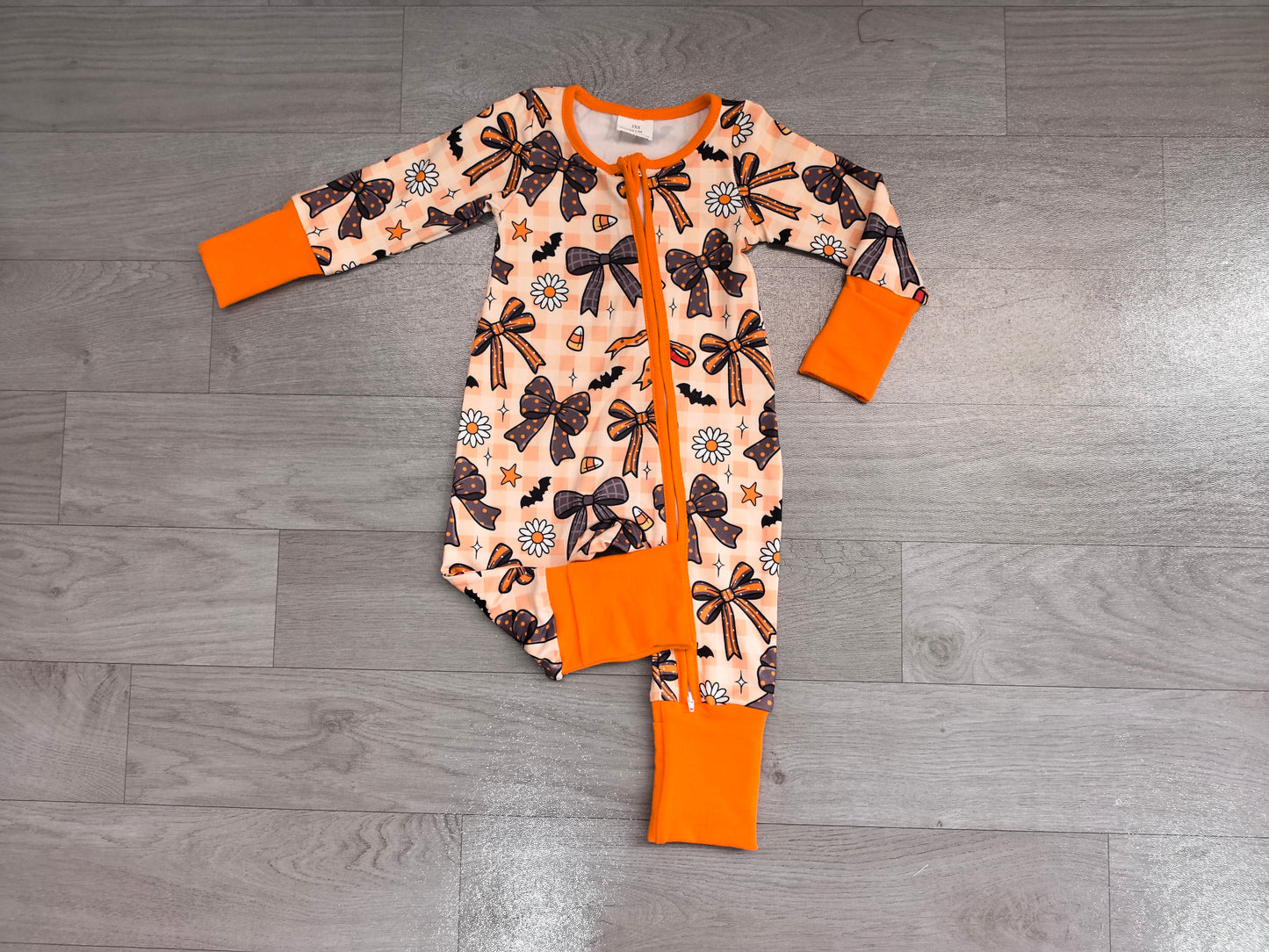 LR3161 Sample No Moq Baby Girls Candy Bows Flowers Halloweens Two Way Zip Convertible Rompers