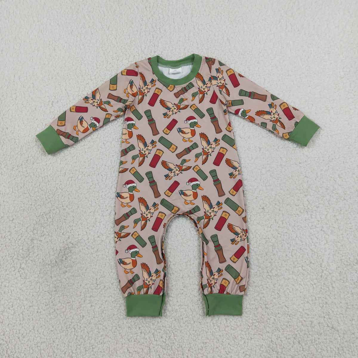 RTS NO MOQ (In stock) milk silk LR3209 Baby Boys Hat Ducks Calls Long Sleeve Christmas Pant Rompers
