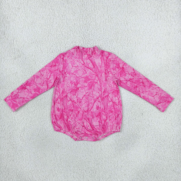 USA Warehouse (IN STOCK) milk silk LR3224 Baby Girls Pink Leavers Camo Long Sleeve Rompers