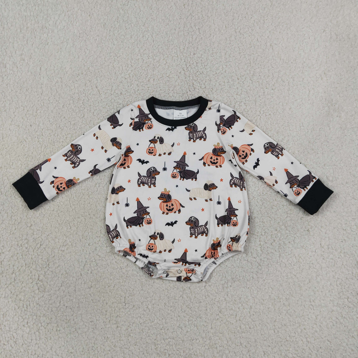 RTS NO MOQ milk silk LR3238 Baby Boys Long Sleeve Ghost Pumpkins Dogs Halloween Romper