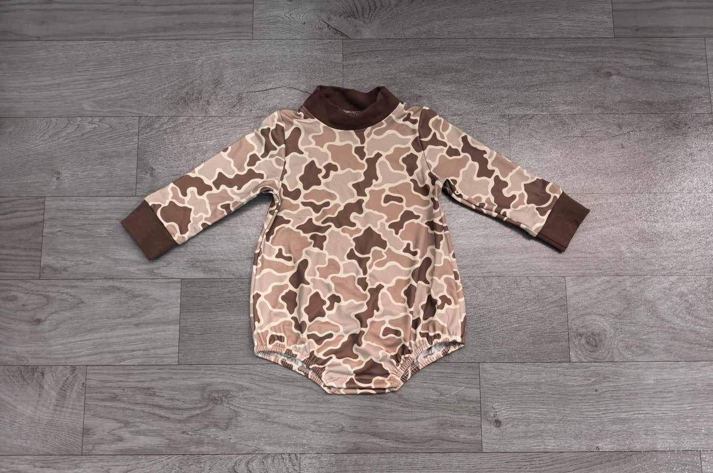 LR3263 Sample No Moq milk silk Baby Boys Long Sleeve Khaki Camo Rompers