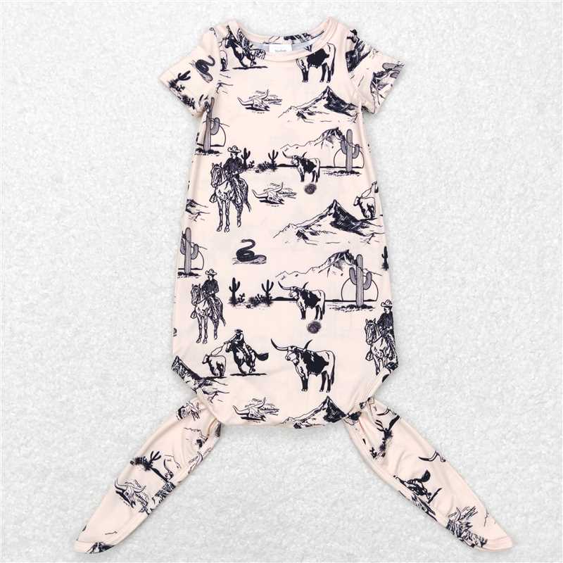 NB0028 Baby Newborn Boys Western Short Sleeve Rodeo Gowns