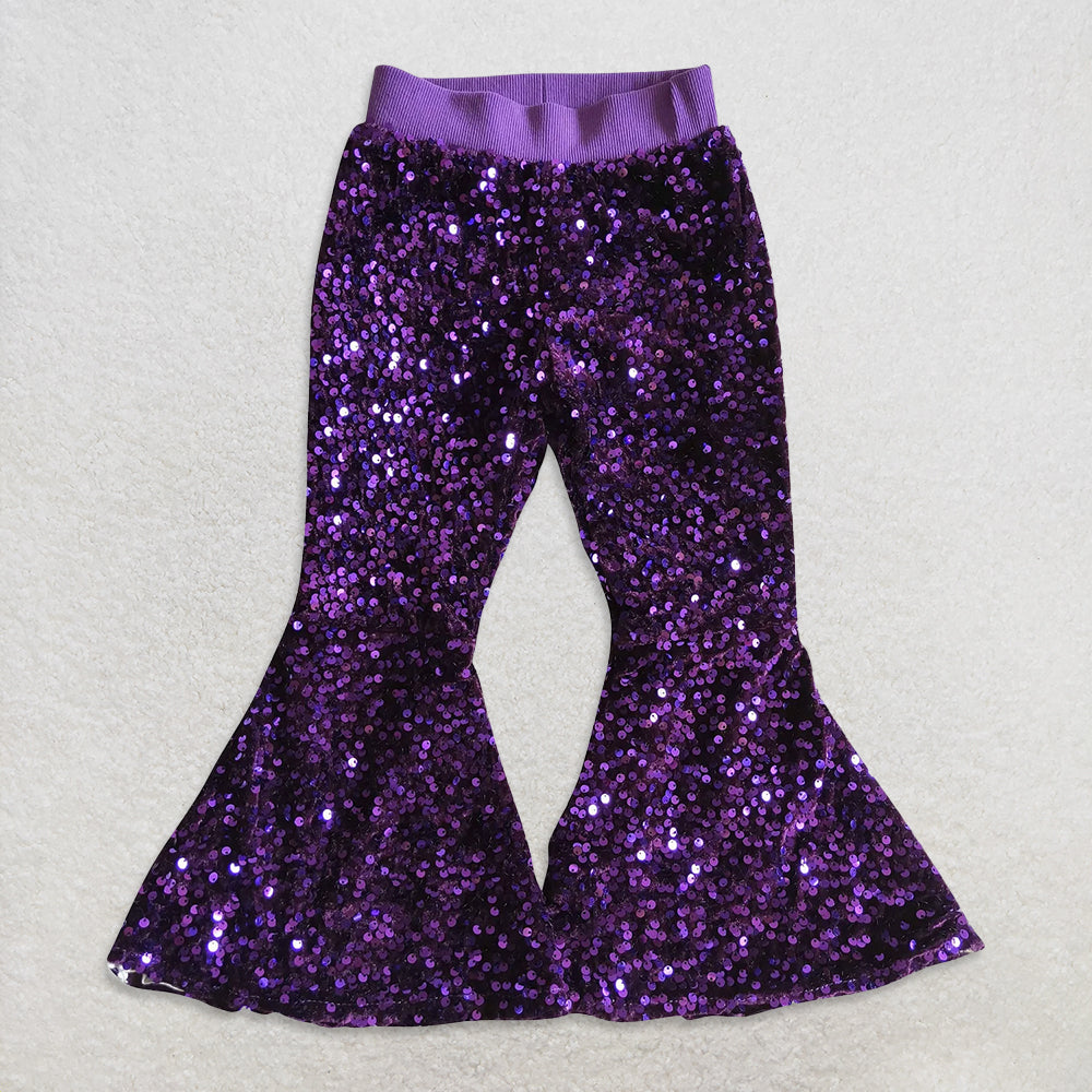 USA Warehouse (IN STOCK) Girls Sequin Bell Bottom Pants Shiny Twinkle Twinkle Little Star Print High Waist Trousers for Kids