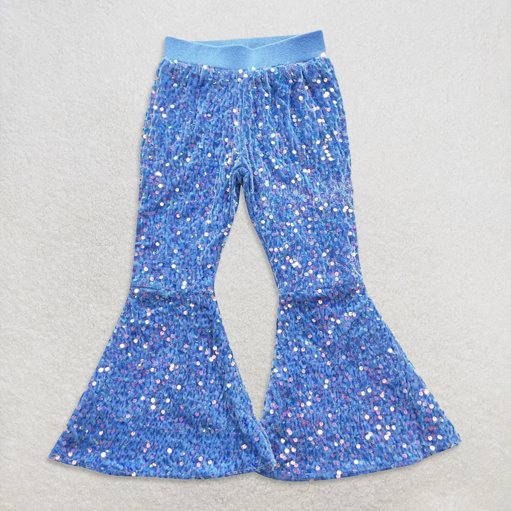 USA Warehouse (IN STOCK) Girls Sequin Bell Bottom Pants Shiny Twinkle Twinkle Little Star Print High Waist Trousers for Kids