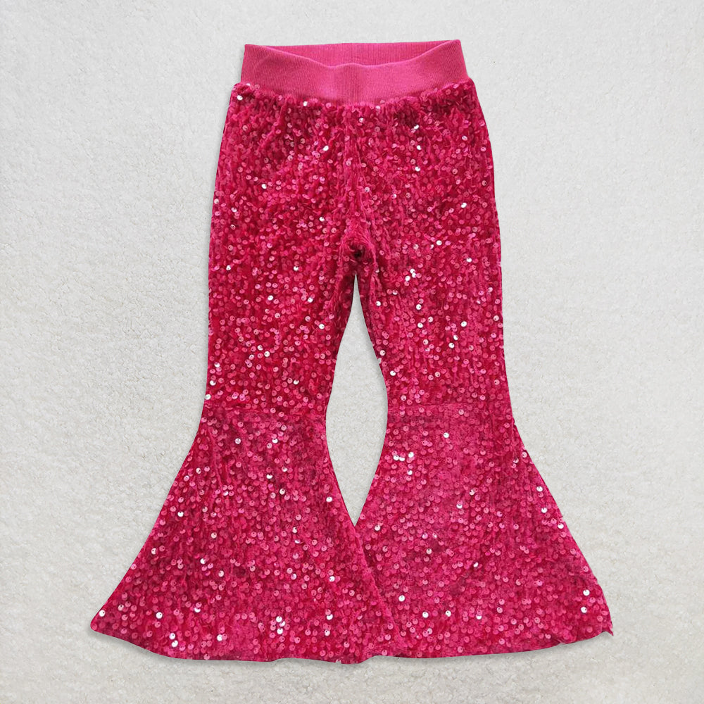 USA Warehouse (IN STOCK) Girls Sequin Bell Bottom Pants Shiny Twinkle Twinkle Little Star Print High Waist Trousers for Kids