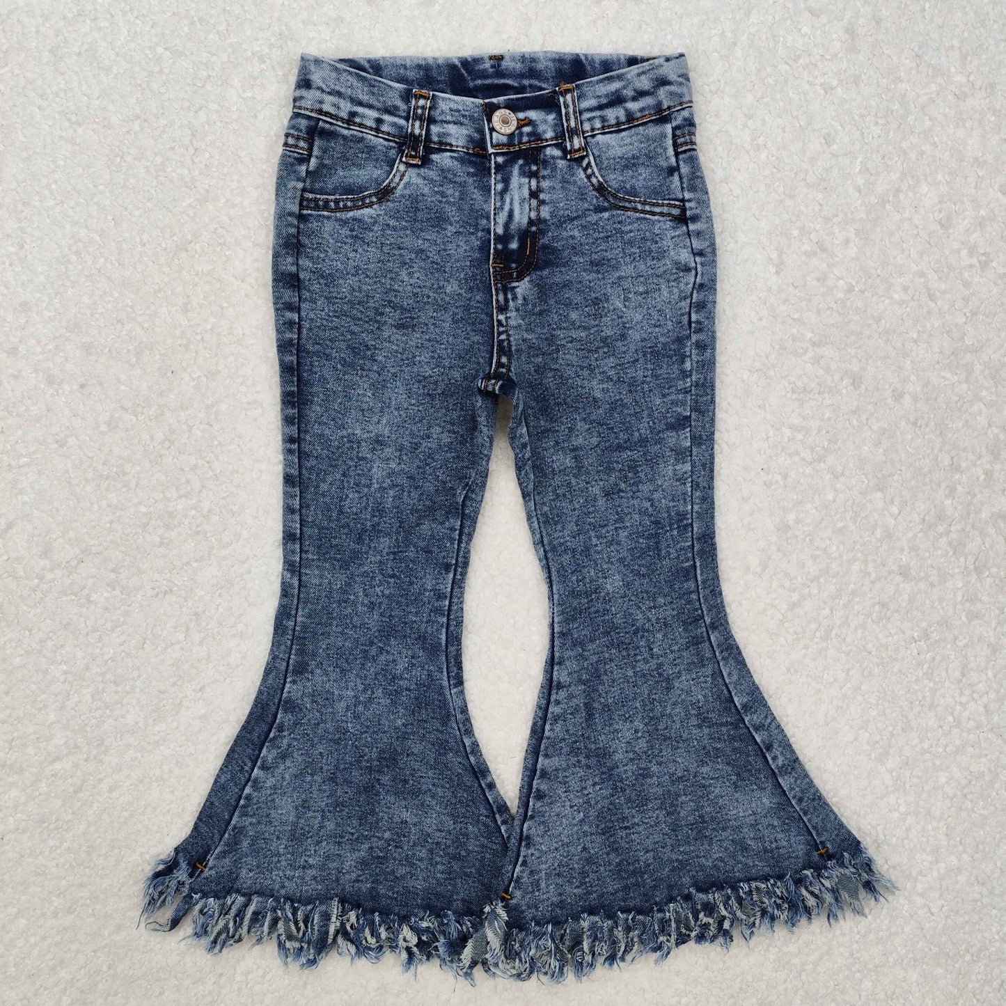 USA Shop (in stock)P0132Baby Girls Blue Pockets Bell Bottom Denim Pants