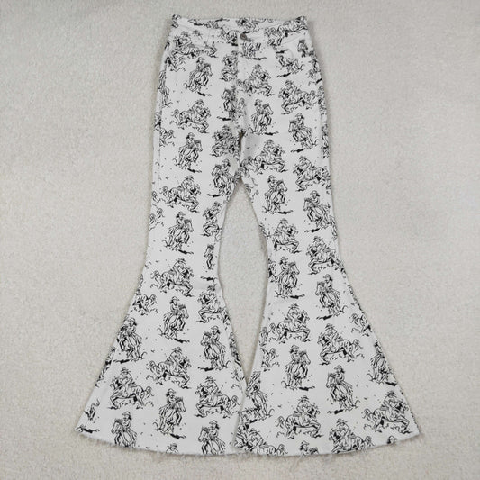 10.16 RTS NO MOQ (In stock)P0296 Adult Women White Western Rodeo Denim Bell Bottom Pants Jeans