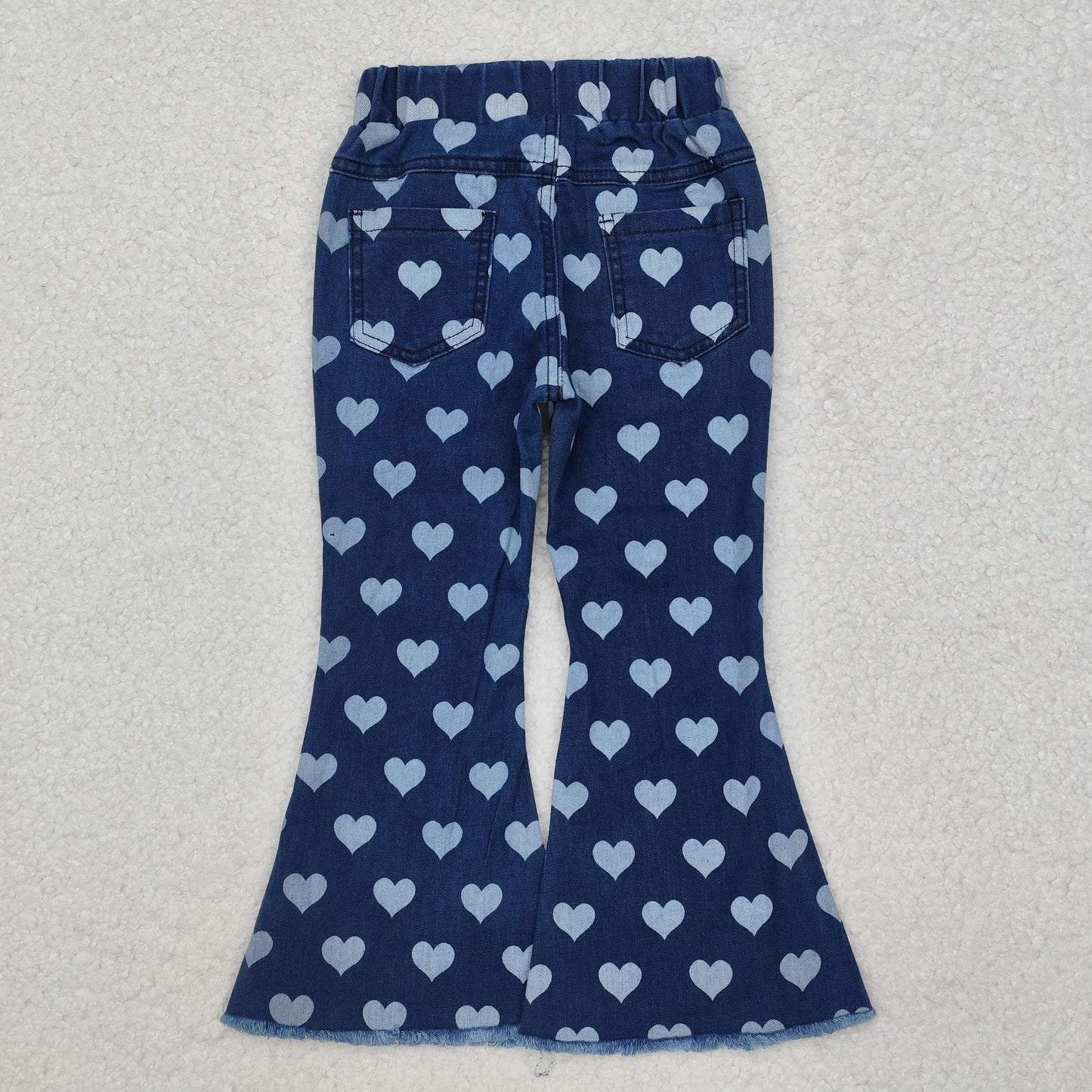 P0333 Heart print denim pants girls valentine's day jeans